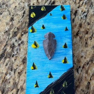 Authentic Arrowhead on wood plaque with hook on the back